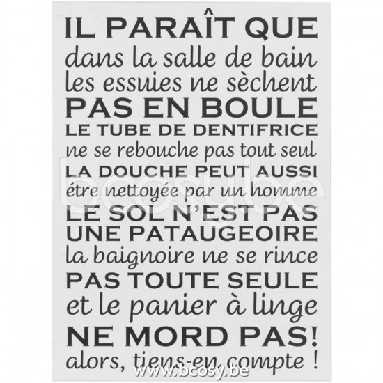 Jline Cartel Texto Frances Salle De Bain Metal Blanco Negro