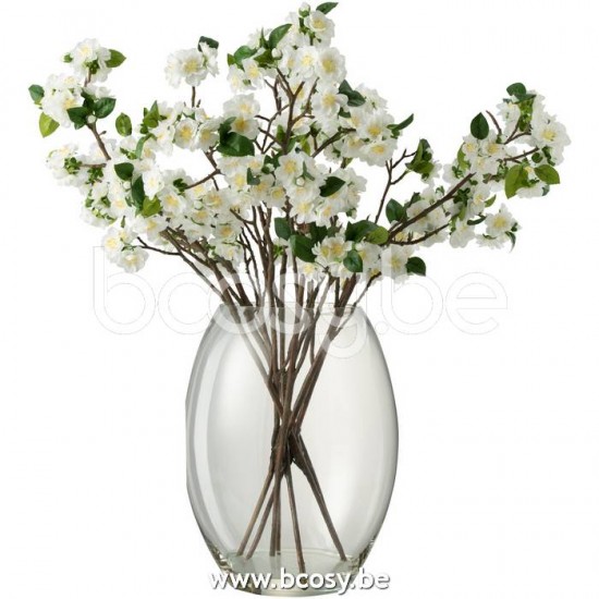 Jline Floracion En Jarron Plastico Cristal Blanco Xl