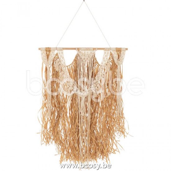 Jline Decoracion Mural En Algodon Macramé Crudo Y Rafia Natural