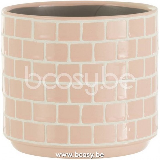 Jline Flowerpot Shiny Square Ceramic Pink Medium