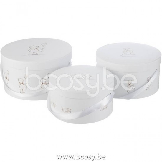 J Line Jline Set Of 3 Boxes Bear Round White storage boxes holders