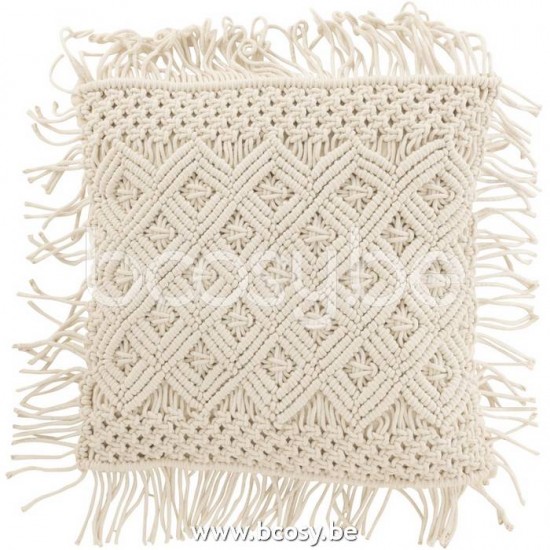 coussins Jolipa J Line Jline Coussin Cosy Losange Cotton Blanc Casse