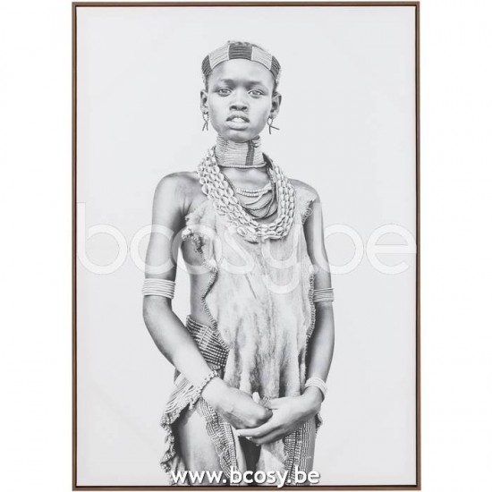 J Line Jline Wall Deco Boy Canvas Wood Beige frames