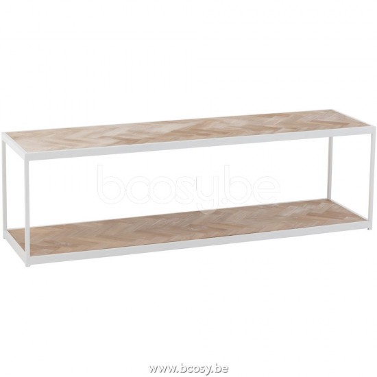 J Line Jline Tavolo Da Salotto Zigzag Legno Metallo Naturale Bianco Mesa De Salon Zigzag Madera Metal Natural Blanco