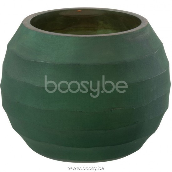 J Line Jline Jolipa 26652 Theelicht Houder Streep Glas Groen Small