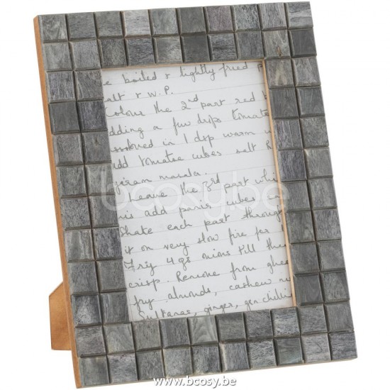 J Line Jline Jolipa 26891 Fotokader Patroon Vierkant 13X18 Hout Hoorn Grijs L 19X24Cm