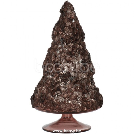 J Line 27135 Kerstboom Paillettensuiker Mat Donker Bruin Large L10xB10xH18 cm kerstbomen
