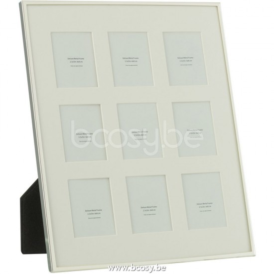 J Line Jline Jolipa 27384 Fotokader Passe Partout Fjne Boord 9 Stuks 5X6,5 Metaal Zilver