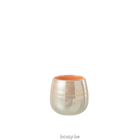 J Line Vase Juliette Glass Orange Pink Small.
