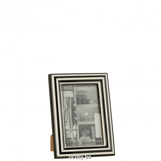 J Line Cadre photo simple Cadres photo simple Jolipa Cadre Photo Rectangle Lignes Resine Noir Blanc Small.