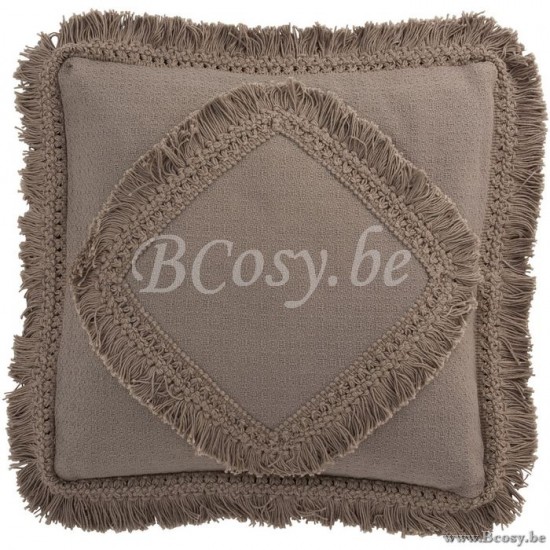 J Line Jline Cushion Fringe Square Cotton Taupe cushion