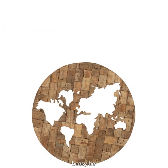 Jline Wanddekoration Map Holz Braun Wand skulpturen.