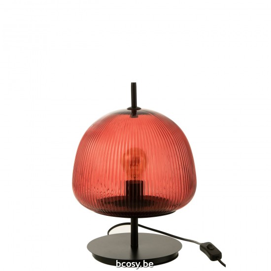 Jline Tafellamp Oasis Glas Rood Small.