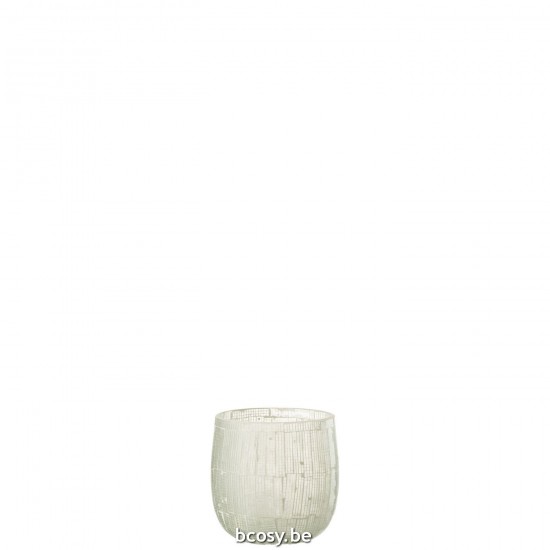 Jline Windlicht Mozaiek Glas Licht Grijs Medium.