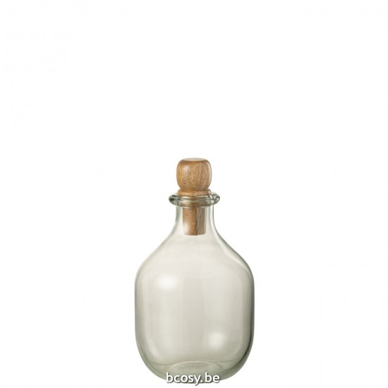 J Line bouteilles Jolipa Bouteille Oval Bouchon Verre Bois Transparent.