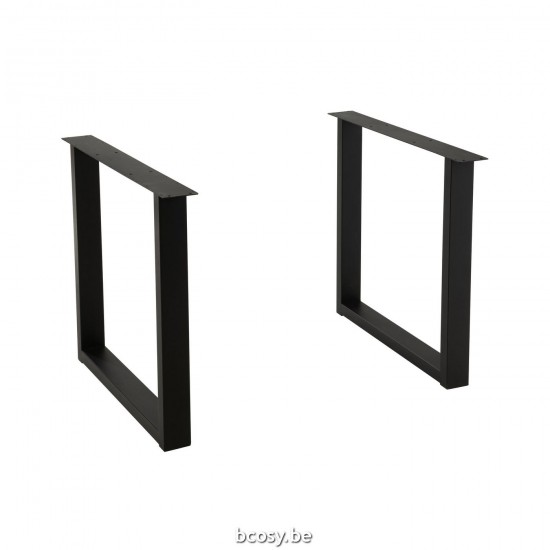 J Line Gambe Tavolo Rettangolare Acciaio Nero Pie De Mesa Rectángulo Acero Negro.