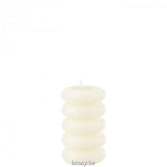 J Line Kaars Macaron Wit Large 10U L7xB7xH12 cm kaarsjes JO32265.