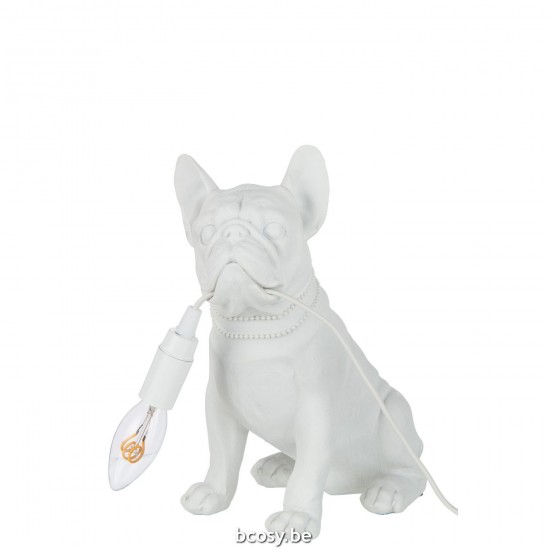 J Line Lamp Bulldog Poly White Table Lights.