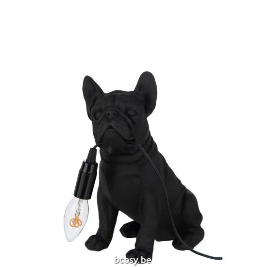 J Line Lamp Bulldog Poly Black Table Lights.