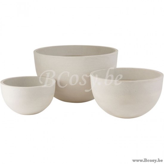 Jline Set De 3 Macetas Redondo Ceramica Baja Blanco