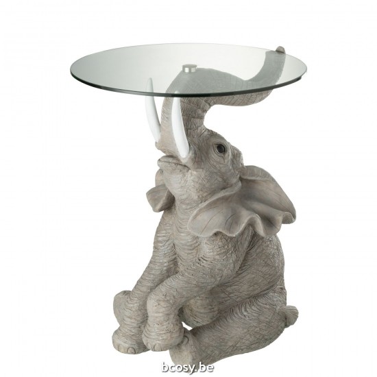Jline Tisch Elefant Poly Glas Grau beistelltische.