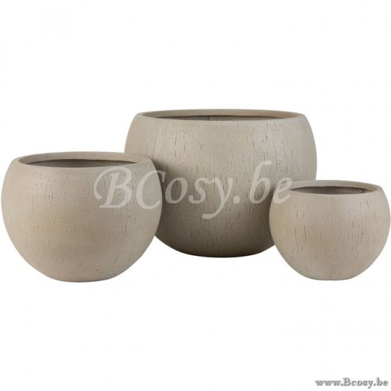Jline Set De 3 Macetas Redondo Argile Beis
