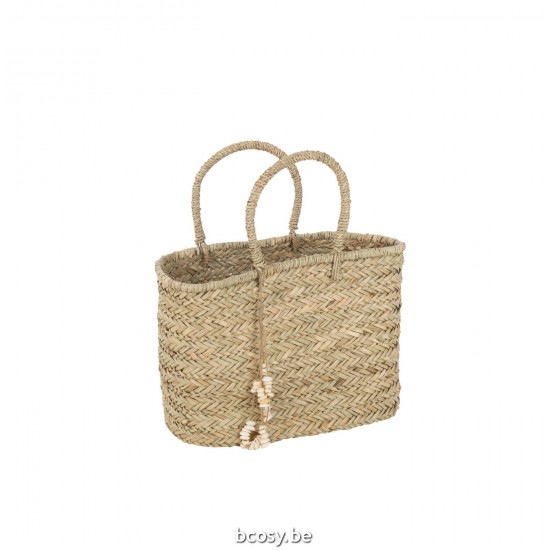J Line Strandtas Schelpen Jute Naturel Large L46xB25xH51 cm strandtassen JO33255.