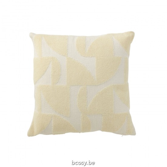 J Line Cushion Geo Textile White Light Yellow cushion.