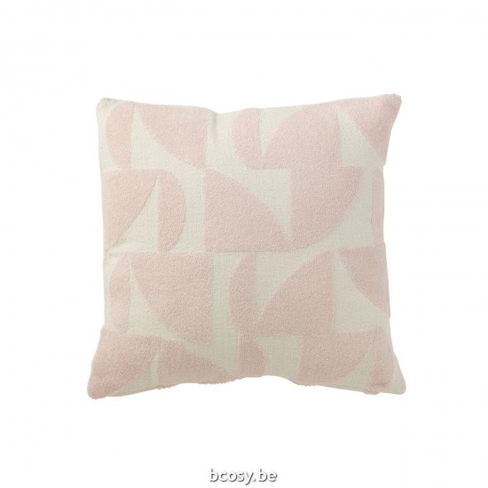 J Line Cushion Geo Textile White Light Pink cushion.