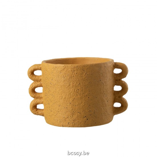 J Line Flowerpot Zenia Ceramic Ochre Large flowerpots.