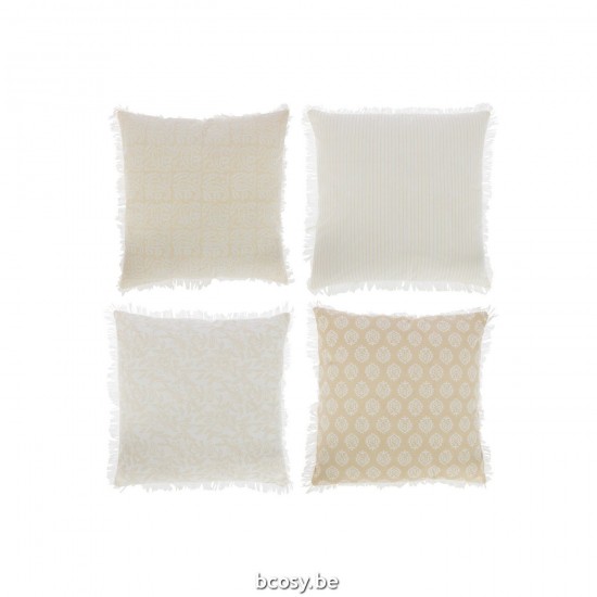 Jline Kussen Indi Textiel Beige Assortiment Van 4.