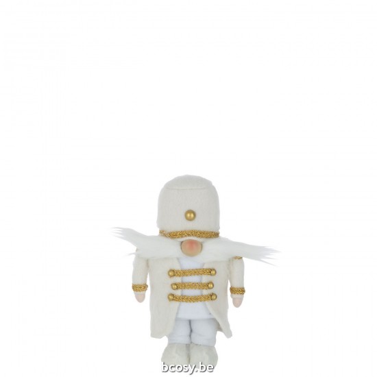 J Line Soldaat Polyester Wit Goud Small kerstmannen kerstmannetjes JO35051.