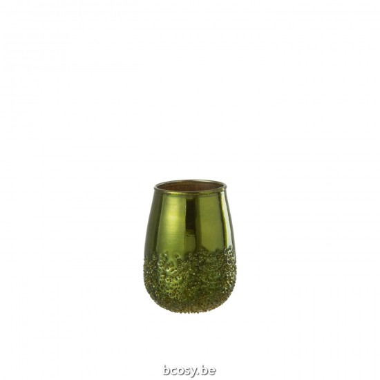 Jline Theelichthouder Spiegel Groen Glas Small.