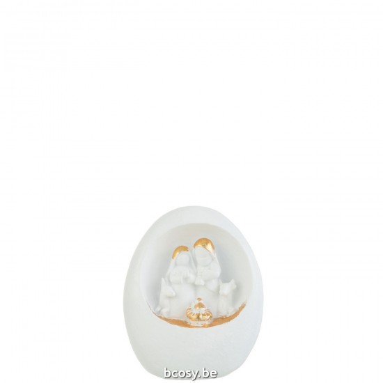 J Line Kerststal In Steen Resine Wit Goud Large kerststallen JO35556.