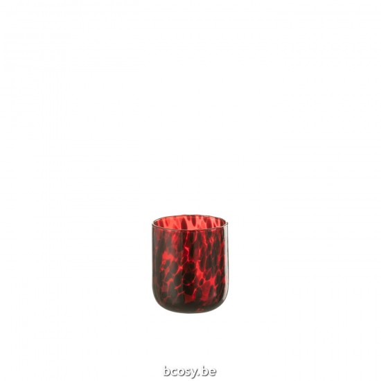 J Line Tealight Holder Spotted Glass Red Black Small tea lights holders.