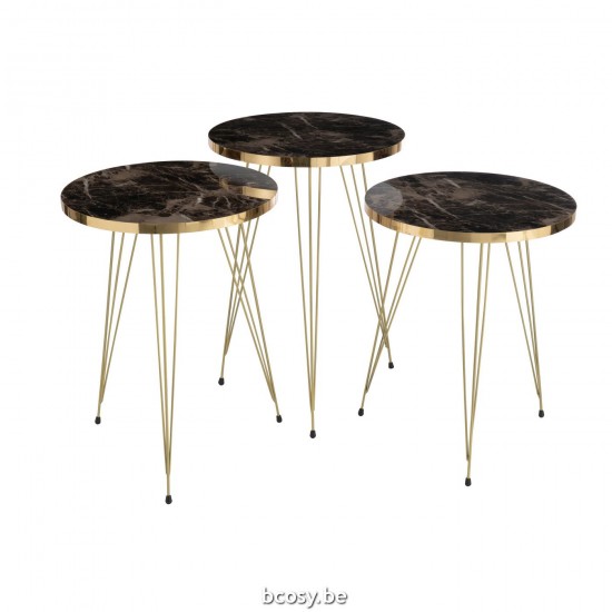 Jline Set Von 3 Beistelltischen Mdf Metall Weiß Schwarz beistelltische.