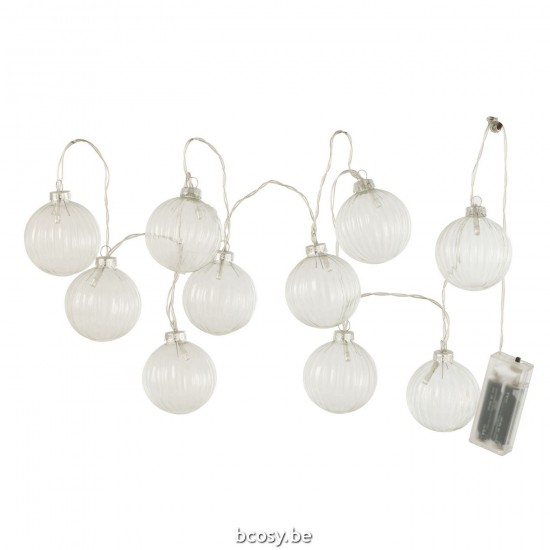 Jline Slinger 10 Ballen Led Geribbeld Glas Transparent.