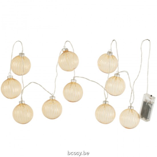Jline Slinger 10 Ballen Led Geribbeld Glas Geel.
