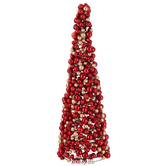 J Line Kegel Deco Balletjes Plastiek Rood Goud Large kerstkegels kerstkonussen JO36915.