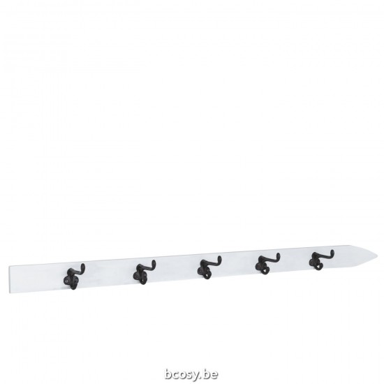 Jline Kapstok Ski 5 Haken Hout Wit.