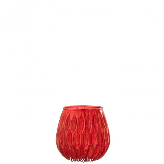 Jline Windlicht Motieven Glas Rood Small.