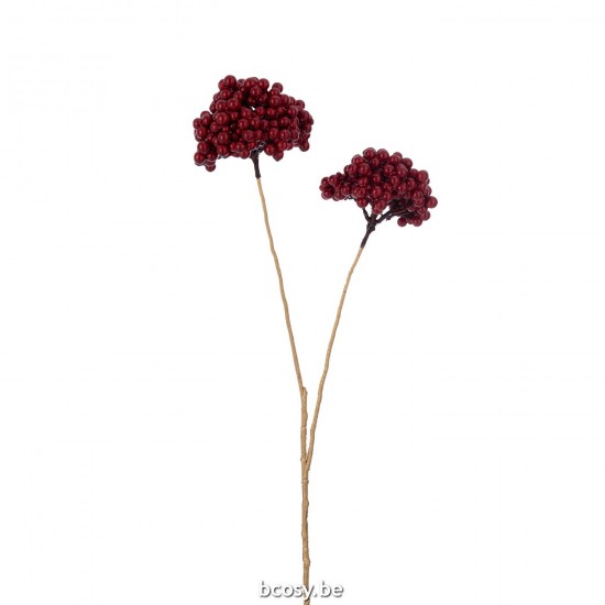 J Line Tak 2 Bloemen Bessen Plastiek Rood Goud tak kerst kersttakken JO37551.