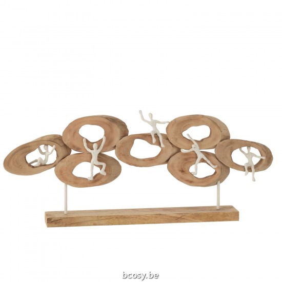 J Line Figuurs 5 In Ring Op Voet Mango Hout Naturel abstract JO40080.