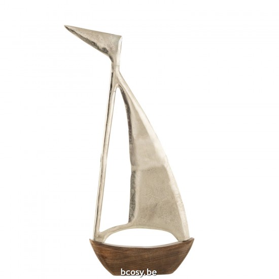 J Line Boot Aluminium Mangohout Zilver Naturel Large zeilboten zeilbootjes JO40188.