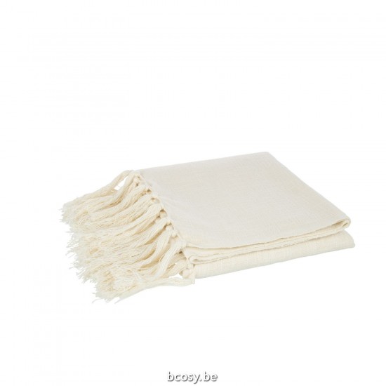 J Line Plaid Franjes Katoen Ecru plaids deken dekens dekentjes quilts JO41595.