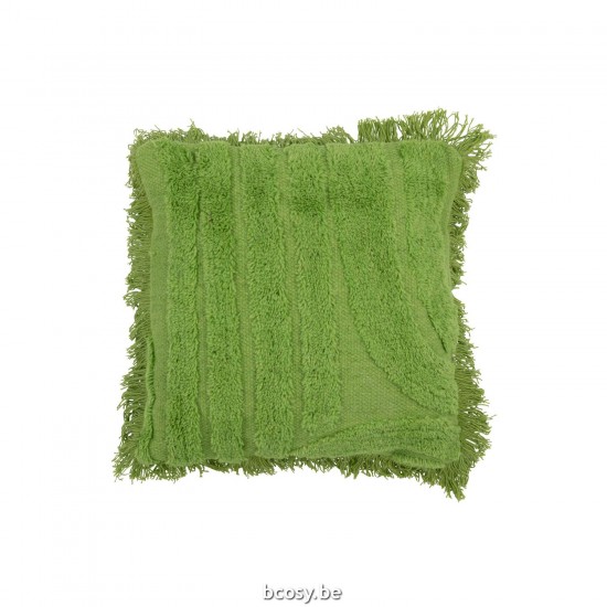 J Line coussins Jolipa Coussin Tufté Courbes Franges Laine Vert.