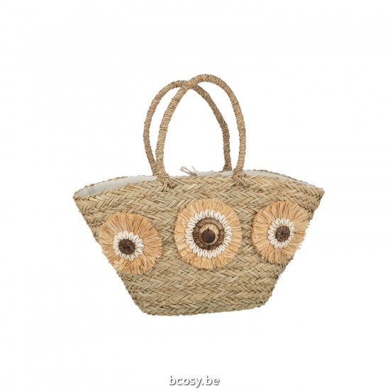 J Line Beach Bag Sunflowers Shells Seagrass Natural tote bags.
