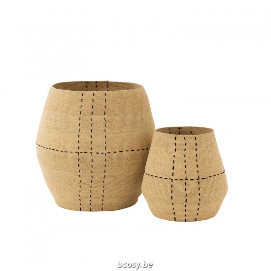 J Line Set Of 2 Basket Dotted Lines Seagrass Natural Black baskets.