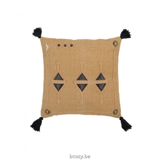J Line coussins Jolipa Coussin Triangles Floches Coton Naturel Noir.
