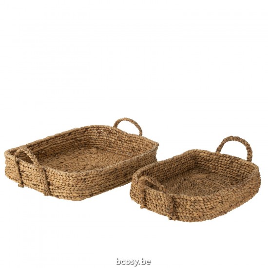 J Line Set Of 2 Basket Trays Water Hyacinthe Natural serving trays.